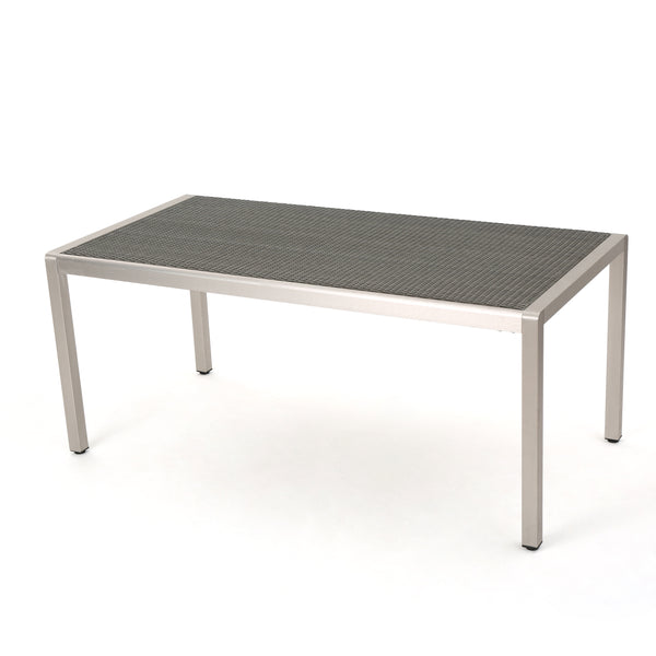 gdf studio Coral Bay Outdoor Aluminum Dining Table w/ Wicker Top