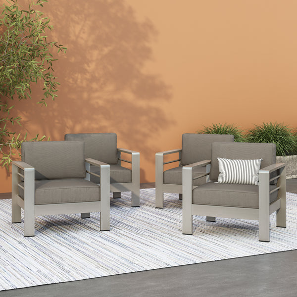 Gdf Studio Coral Bay Outdoor Club Chairs W/ Water Resistant Cushions