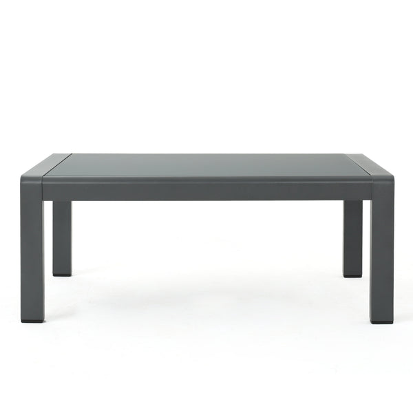 Gdf Studio Coral Bay Outdoor Gray Aluminum 4 Piece V-Shape Sectional Sofa Set