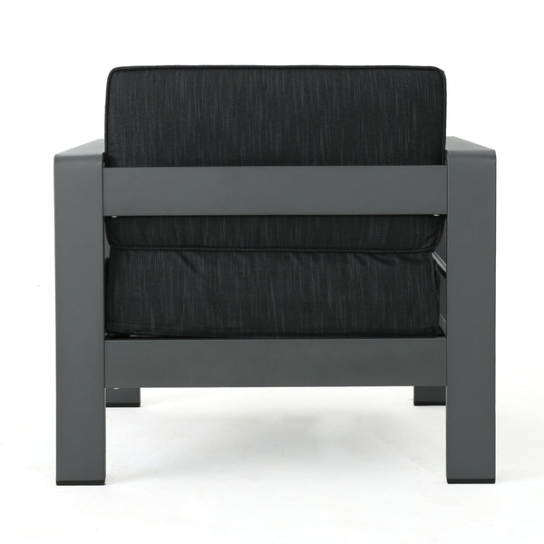 Gdf Studio Coral Bay Outdoor Gray Aluminum 7 Piece Chat Set With Pair Of Lounges