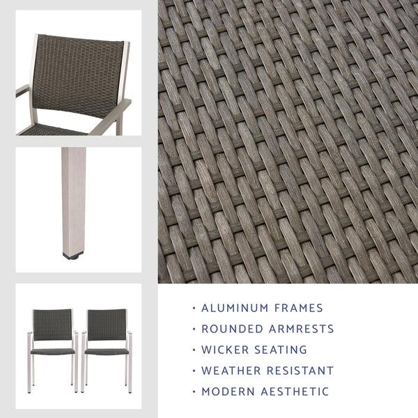 Gdf Studio Coral Bay Outdoor Wicker Dining Chairs W/ Aluminum Frame (Set Of 2)