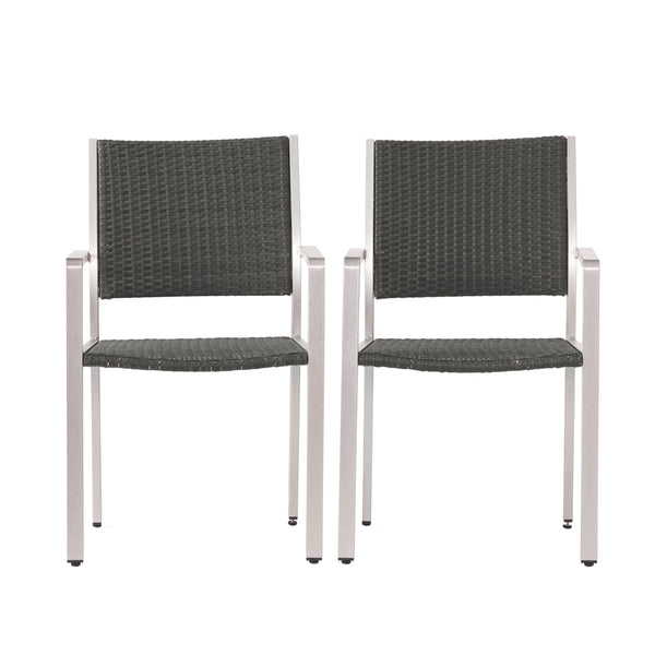 gdf studio Coral Bay Outdoor Wicker Dining Chairs w/ Aluminum Frame (Set of 2)