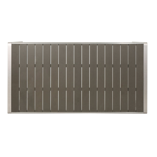 Gdf Studio Coral Outdoor Aluminum Dining Table With Faux Wood Top Gray Finish