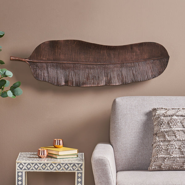 Gdf Studio Cordele Handcrafted Aluminum Large Leaf Wall Decor