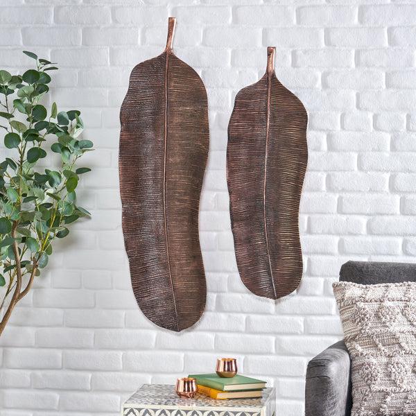 Gdf Studio Cordele Handcrafted Aluminum Leaf Wall Decor Set
