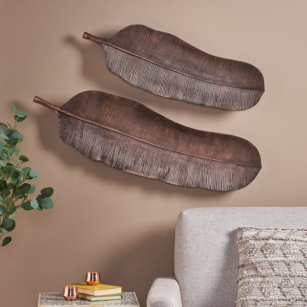 Gdf Studio Cordele Handcrafted Aluminum Leaf Wall Decor Set