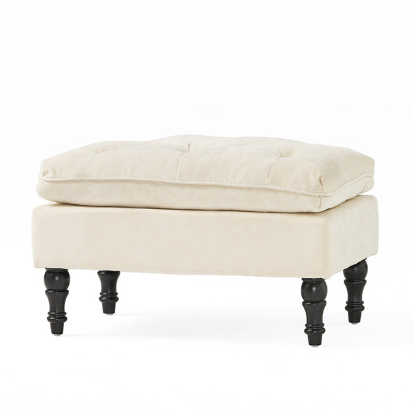Gdf Studio Cordoba Button Tufted Velvet Ottoman Footstool