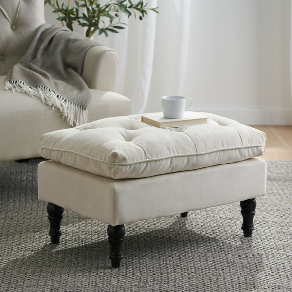 Gdf Studio Cordoba Button Tufted Velvet Ottoman Footstool