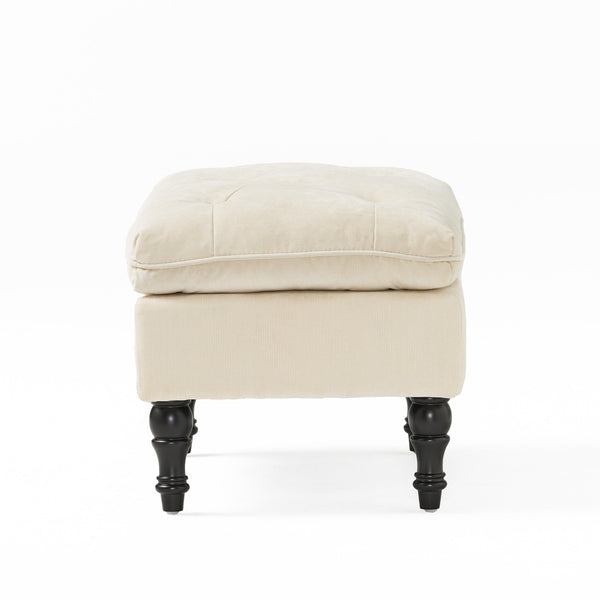 Gdf Studio Cordoba Button Tufted Velvet Ottoman Footstool
