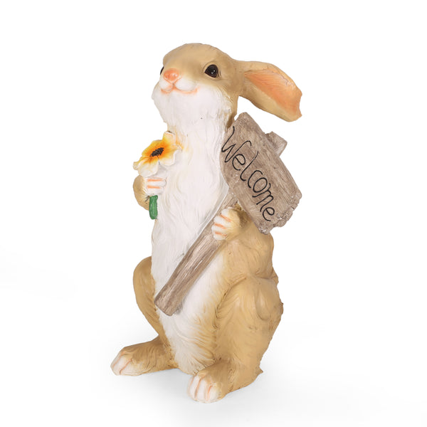 Gdf Studio Corneu Outdoor Rabbit Garden Statue White And Brown