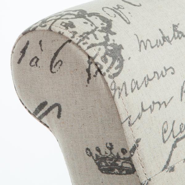 Gdf Studio Cosette Script Printed Beige Linen Dining Chairs (Set Of 2)