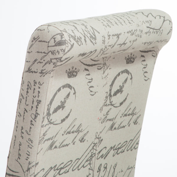 Gdf Studio Cosette Script Printed Beige Linen Dining Chairs (Set Of 2)