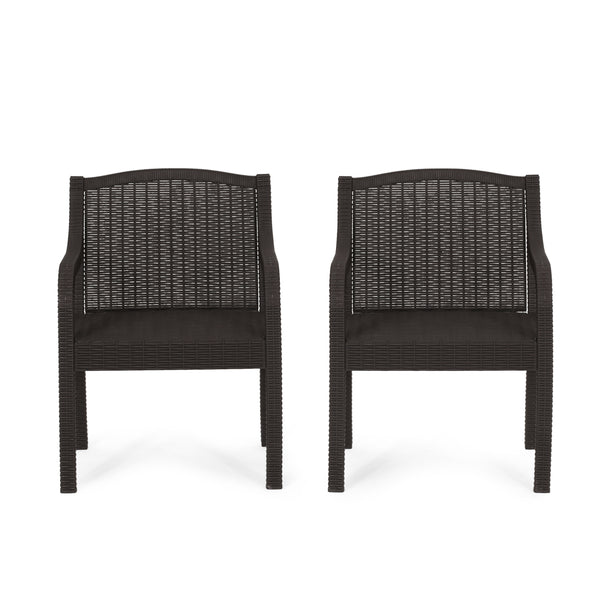 gdf studio Covecrest Outdoor Faux Wicker Dining Chairs Set of 2 Dark Brown