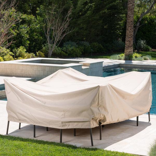 Gdf Studio Coverall Outdoor Beige Waterproof Fabric Dining Set Cover