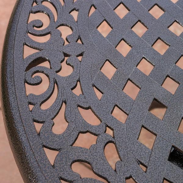 Gdf Studio Covington Outdoor 5-Piece Bronze Cast Aluminum Dining Set With Umbrella Hole