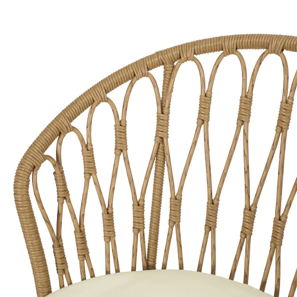 Gdf Studio Cowen Outdoor Wicker 3 Piece Chat Set With Cushions Light Brown Black And Beige