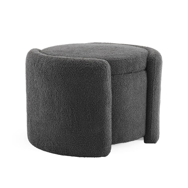 Gdf Studio Cozy Lamb Fleece Oval Storage Ottoman Footstool Bench
