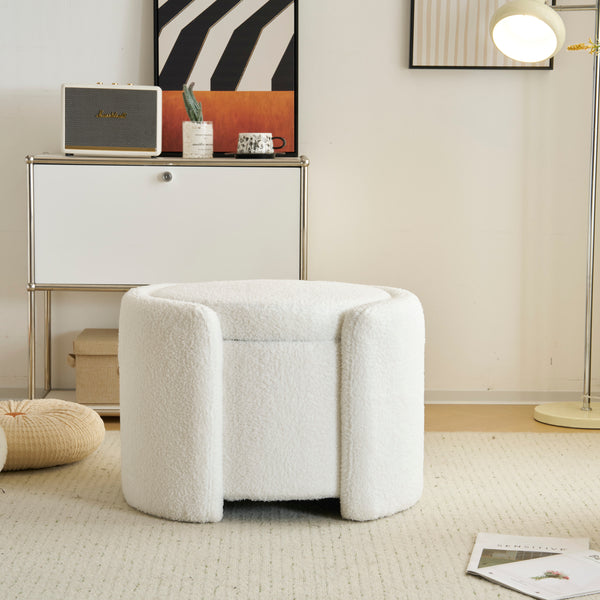 gdf studio Cozy Lamb Fleece Oval Storage Ottoman Footstool Bench