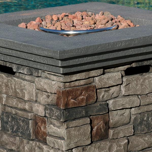 Gdf Studio Crawford Outdoor Square Liquid Propane Fire Pit With Lava Rocks