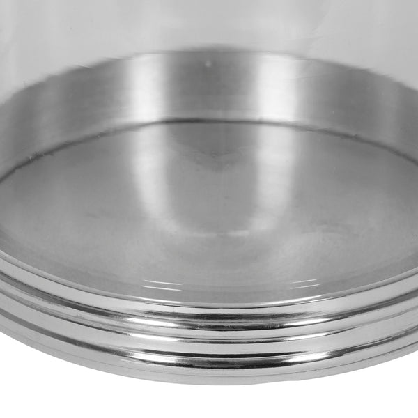Gdf Studio Crecent Handmade Aluminum Hurricane Candle Holder Silver