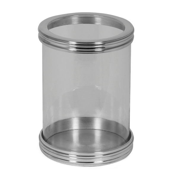 gdf studio Crecent Handmade Aluminum Hurricane Candle Holder Silver