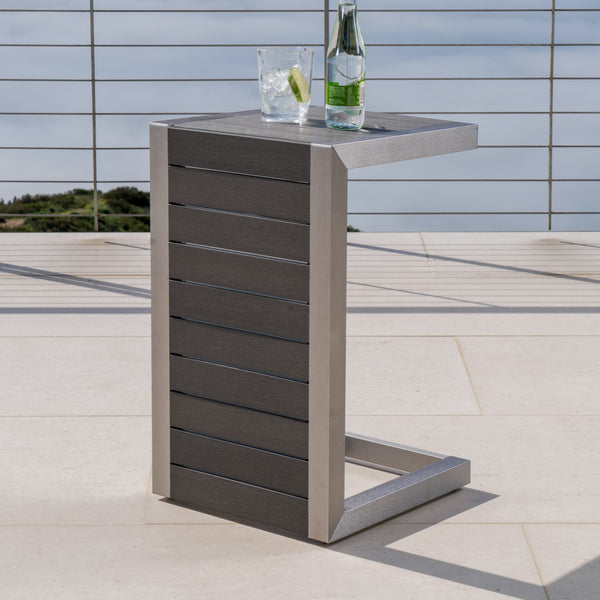 Gdf Studio Crested-Bay Modern Aluminum C-Shaped End Table