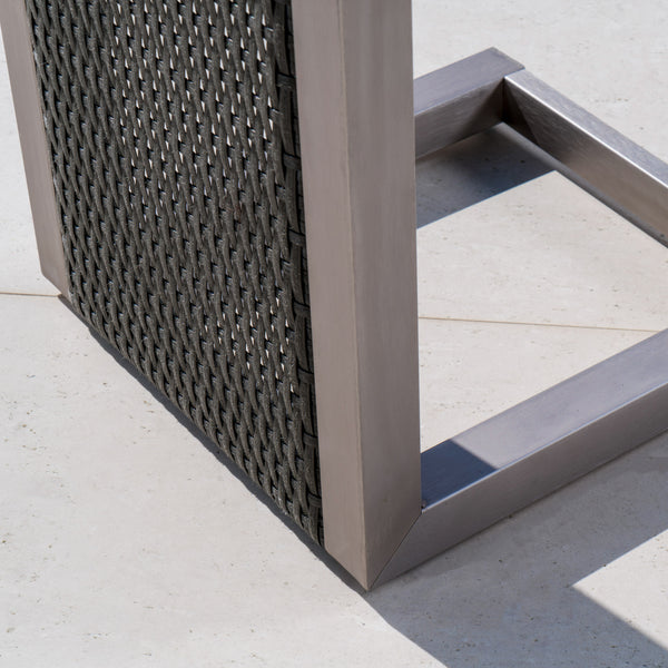 Gdf Studio Crested Bay Outdoor 3 Piece Aluminum Framed Chat Set With Wicker C-Shaped Side Table
