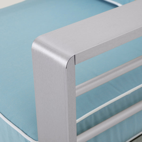 Gdf Studio Crested Bay Outdoor 4 Piece Silver Aluminum Framed Chat Set