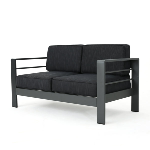 Gdf Studio Crested Bay Outdoor Aluminum 4 Piece Loveseat Chat Set