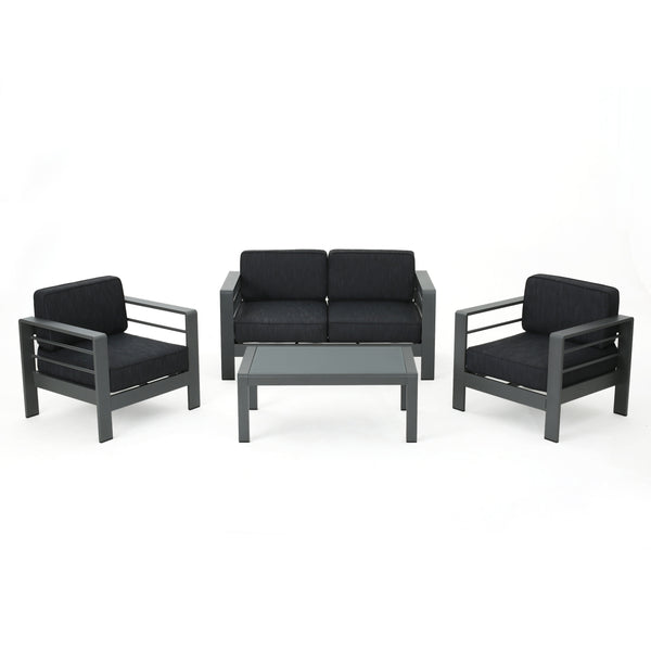 gdf studio Crested Bay Outdoor Aluminum 4 Piece Loveseat Chat Set