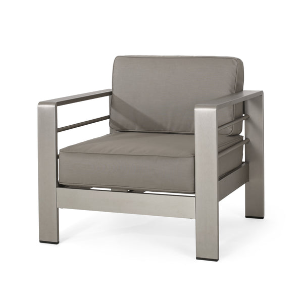 Gdf Studio Crested Bay Outdoor Aluminum Club Chair With Optional Sunbrella Cushions