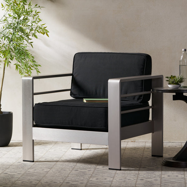 gdf studio Crested Bay Outdoor Aluminum Club Chair with Optional Sunbrella Cushions