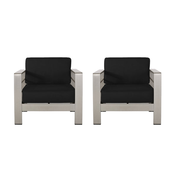 Gdf Studio Crested Bay Outdoor Aluminum Club Chairs With Optional Sunbrella Cushions Set Of 2