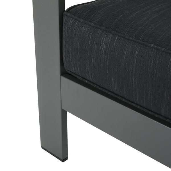 Gdf Studio Crested Bay Outdoor Gray Aluminum 3 Piece Chat Set With Water Resistant Cushions