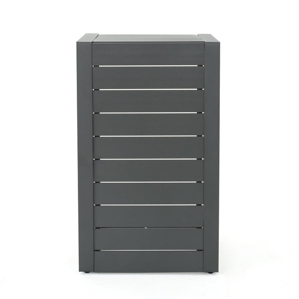 Gdf Studio Crested Bay Outdoor Gray Aluminum C-Shaped Side Table