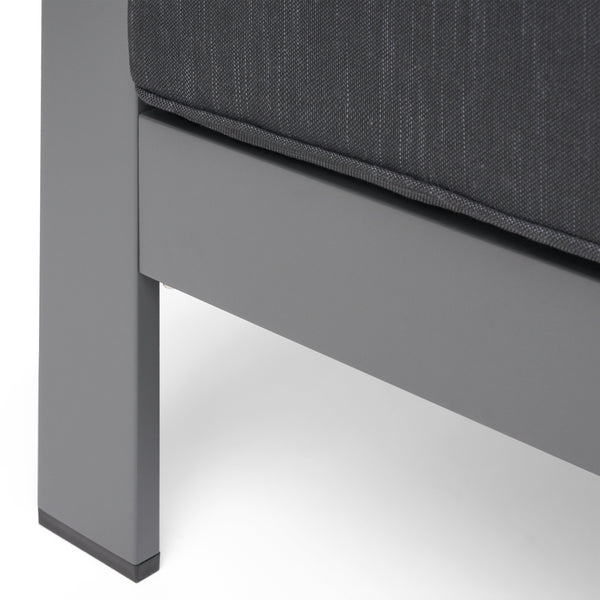 Gdf Studio Crested Bay Outdoor Gray Aluminum Club Chairs With Water Resistant Cushions