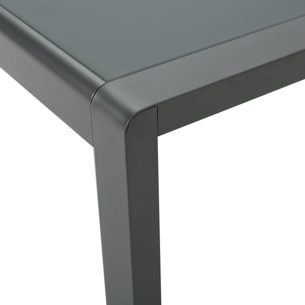 Gdf Studio Crested Bay Outdoor Gray Aluminum Coffee Table With Tempered Glass Table Top