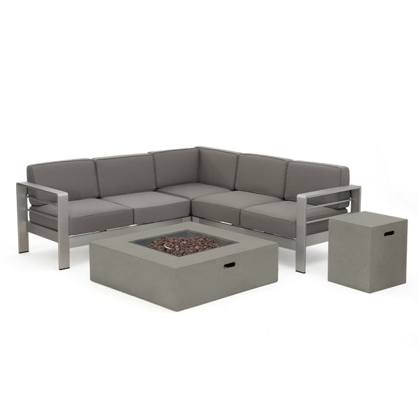 gdf studio Crested-Bay V-shape Outdoor Fire Table Sofa Set