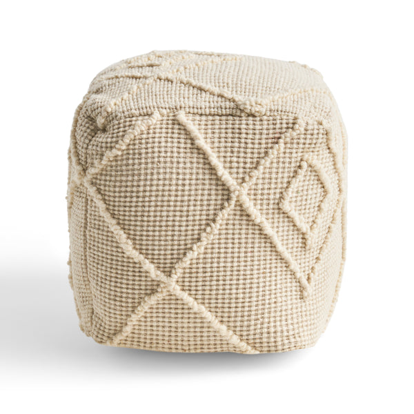 Gdf Studio Cristina Boho Wool And Cotton Ottoman Pouf