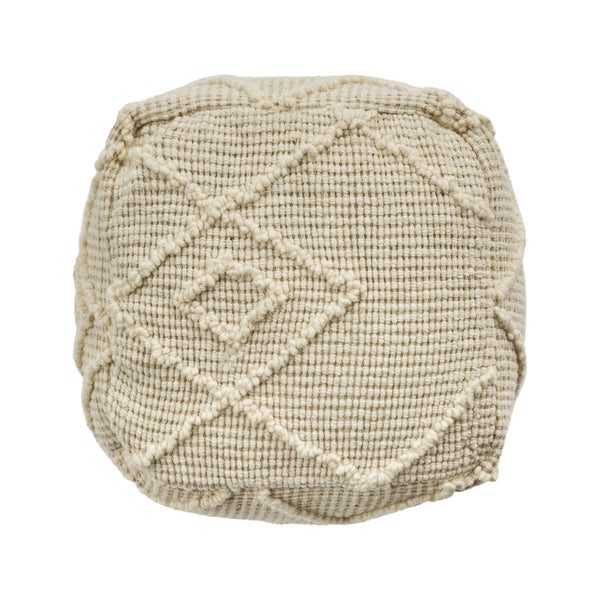 Gdf Studio Cristina Boho Wool And Cotton Ottoman Pouf