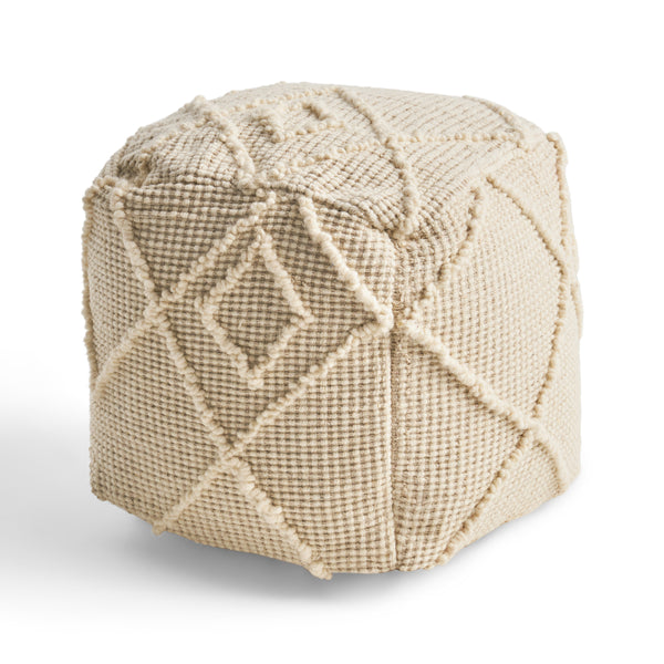 gdf studio Cristina Boho Wool and Cotton Ottoman Pouf