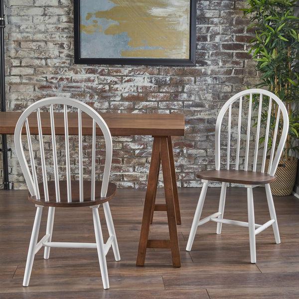 Gdf Studio Crosby Farmhouse Cottage High Back Spindled Rubberwood Dining Chairs (Set Of 2)