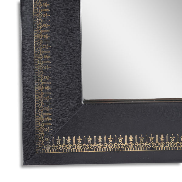 Gdf Studio Crowe Handcrafted Boho Embossed Leather Square Wall Mirror