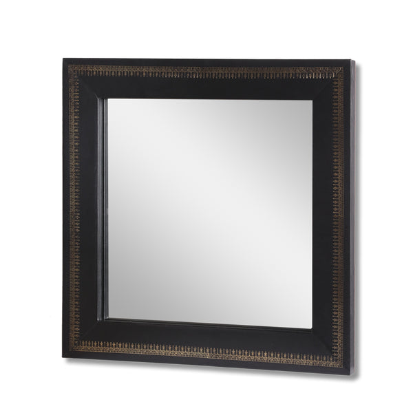 gdf studio Crowe Handcrafted Boho Embossed Leather Square Wall Mirror