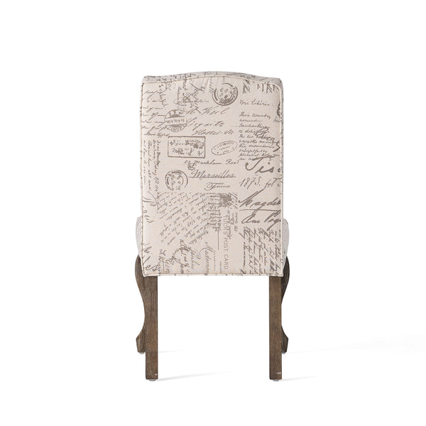 Gdf Studio Crown Back French Script Beige Fabric Dining Chairs (Set Of 2)
