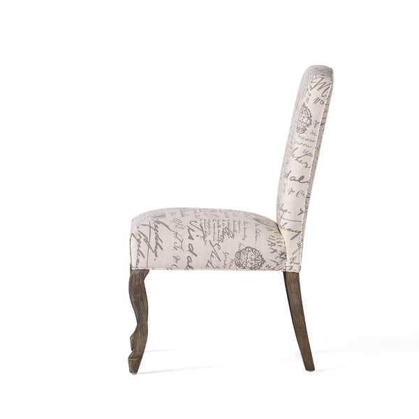 Gdf Studio Crown Back French Script Beige Fabric Dining Chairs (Set Of 2)