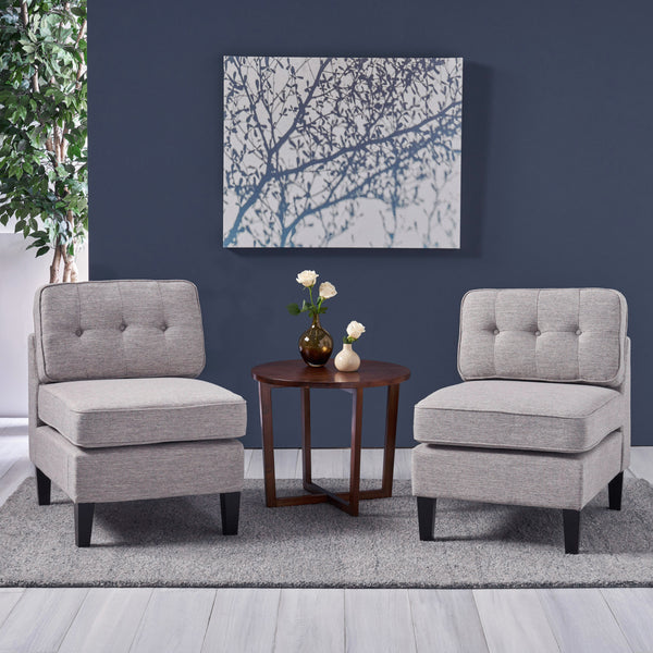 Gdf Studio Crowningshield Fabric Slipper Chairs With Button Accents (Set Of 2)