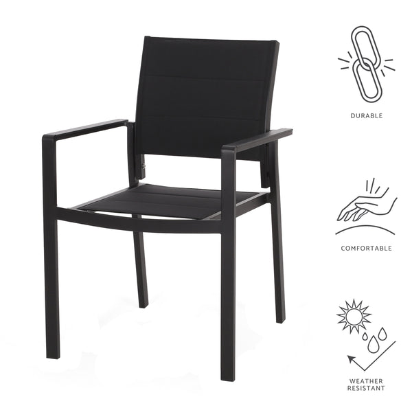 Gdf Studio Curtisian Outdoor Mesh And Aluminum Dining Chairs