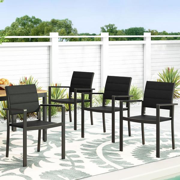 Gdf Studio Curtisian Outdoor Mesh And Aluminum Dining Chairs