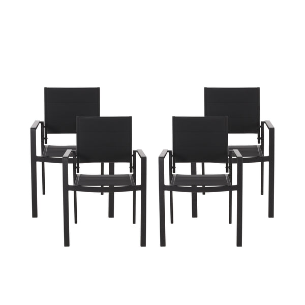 gdf studio Curtisian Outdoor Mesh and Aluminum Dining Chairs